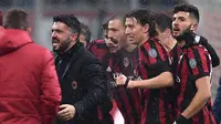 Gennaro Gattuso membawa AC Milan menjaga tingkat kestabilan di beberapa laga terakhir. (MARCO BERTORELLO / AFP)