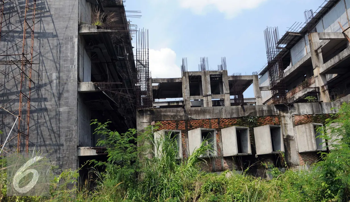 Lahan terbuka di kompleks itu tertutup tanaman liar dan ilalang setinggi dua meter, Jawa Barat, Minggu (4/9). Proyek Hambalang ini sudah 4 tahun mangkrak. (Liputan6.com/Helmi Afandi)