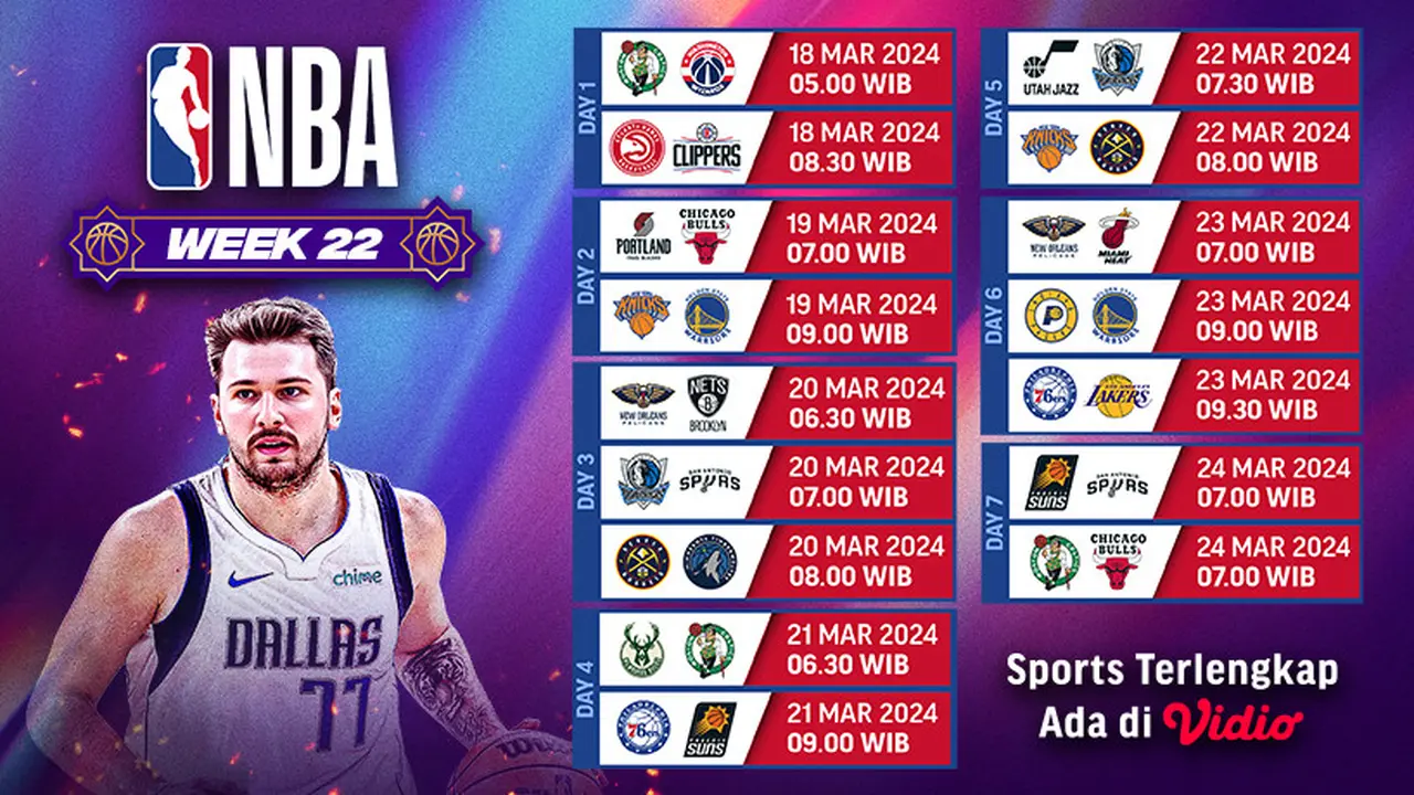 Jadwal NBA Week 22