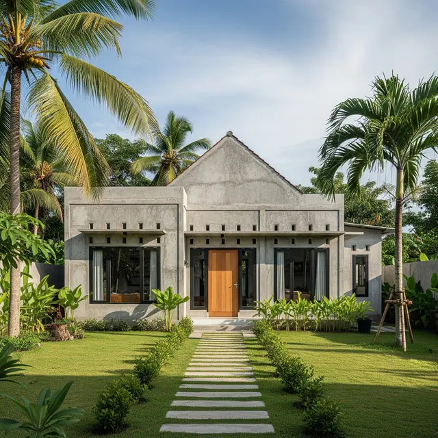 Contoh Rumah Kampung dengan Semen Ekspos