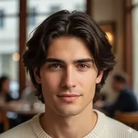 Rambut Pria Panjang Medium dengan Gaya Middle Part Hairstyle (Created by AI)