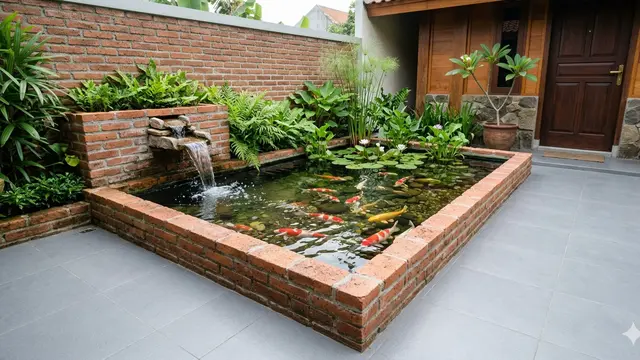 Ide Kolam Ikan Minimalis dengan Suara Gemericik yang Cocok untuk Rumah Kecil. Gemini