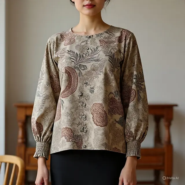 Model Batik Wanita Lengan Poet