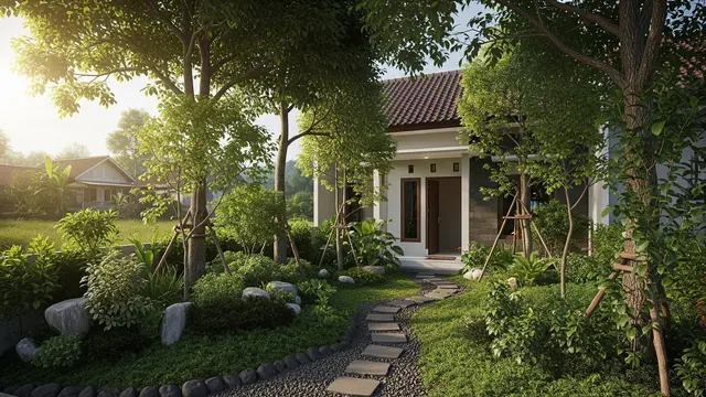 Inspirasi Taman Rumah di Desa Tanpa Rumput Model Taman Hutan Mini