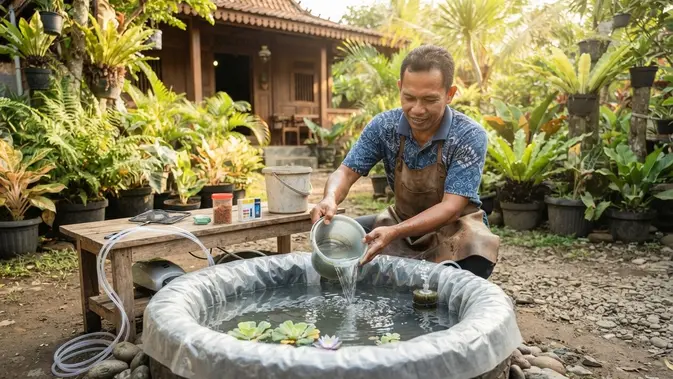 Sulap Ban Bekas Jadi Kolam Mini untuk Percantik Halaman Rumah