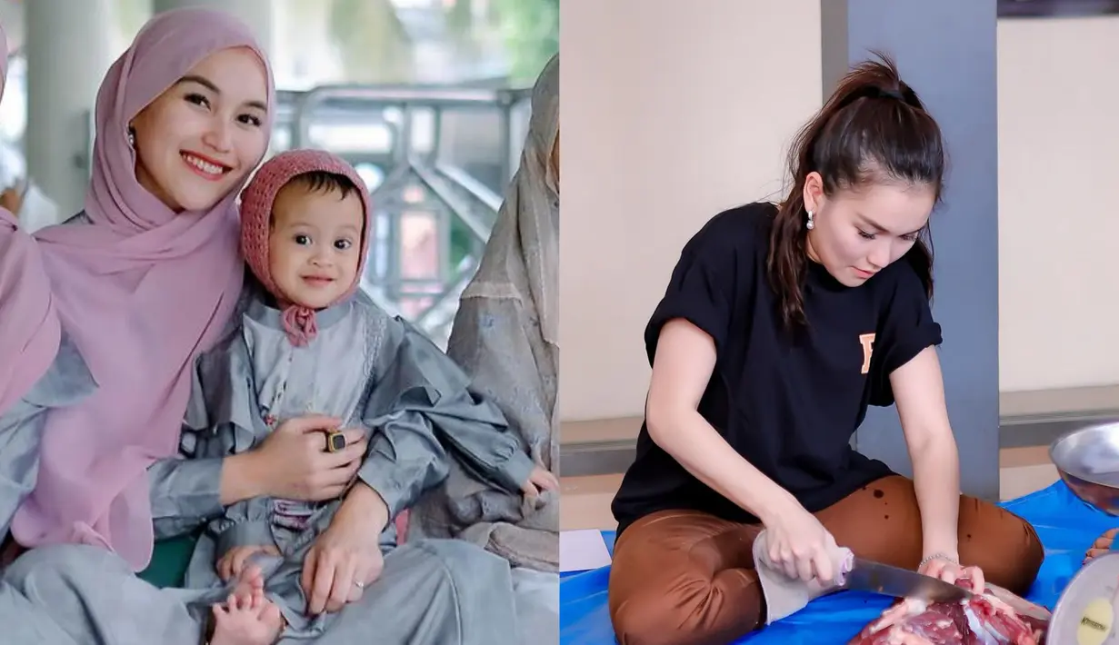 Ayu Ting-Ting tampil dengan dua gaya yang kontras saat merayakan Idul Adha [@ayutingting92]