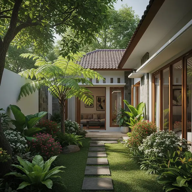 Model Rumah Sederhana View Taman Hijau