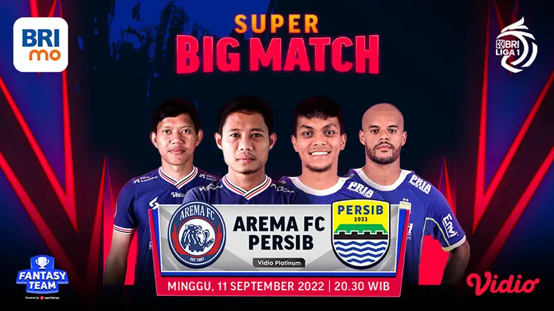 Link Live Streaming Big Match BRI Liga 1 Persib Bandung Vs Arema FC di Vidio Minggu 11 September