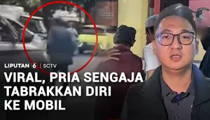 Viral, Pria Sengaja Tabrakkan Diri ke Mobil