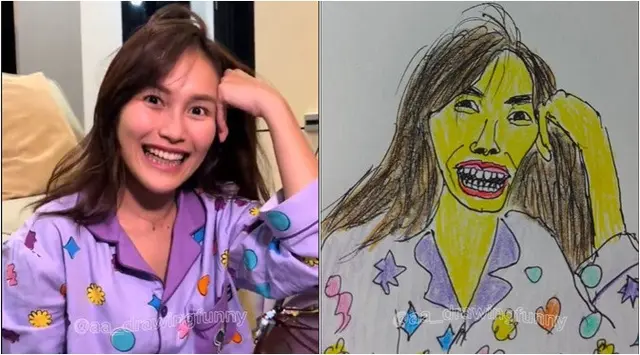 6 Potret kocak Ayu Ting Ting dan Bilqis digambar AA Drawing, hasilnya nyeleneh bikin ngakak