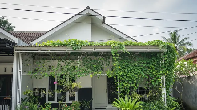 Kanopi Wiremesh dengan Tanaman Rambat