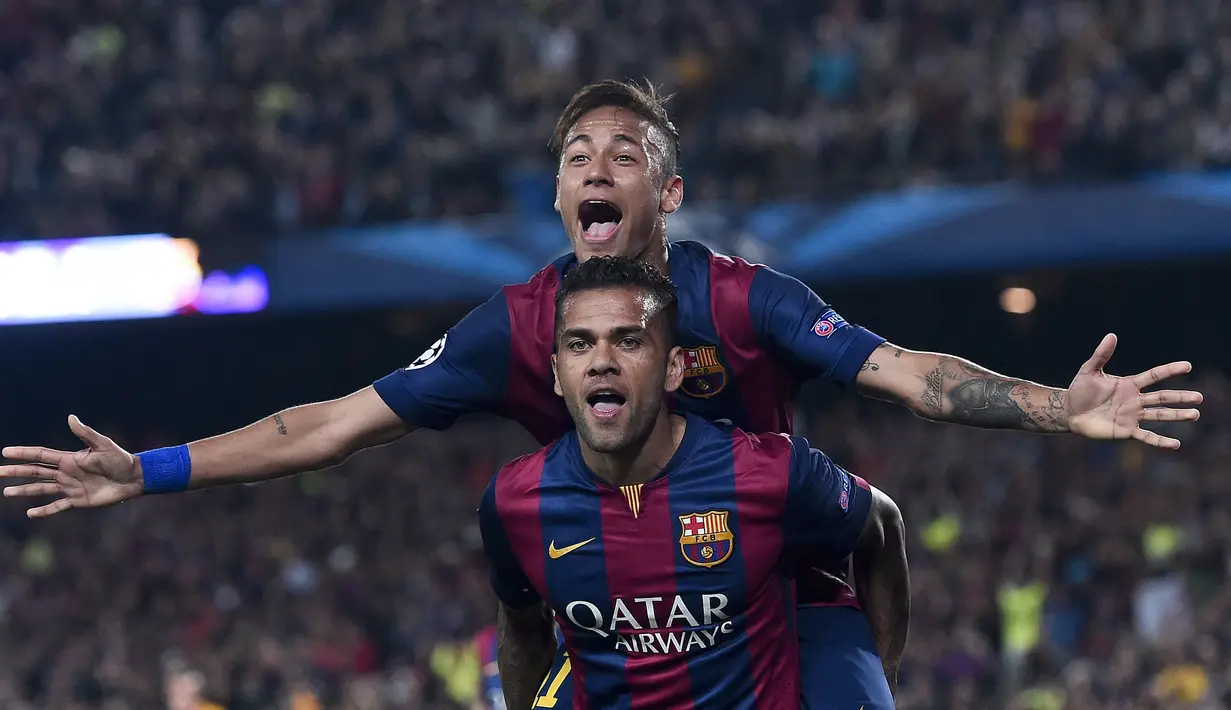 <p>Neymar Jr. pernah menikmati masa-masa jayanya bersama Barcelona sebelum pindah ke Paris Saint-Germain. Salah satu musim sensasionalnya yaitu pada 2014/2015. Pemain asal Brasil tersebut berhasil memenangkan Liga Champions dan menjadi pencetak gol terbanyak di fase gugur. (AFP/Josep Lago)</p>