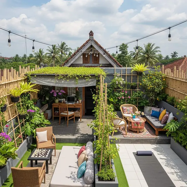 Desain Rumah Kecil dengan Rooftop Garden
