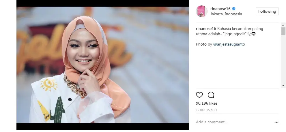 Rina Nose beri tips kecantikan di Instagramnya (Foto: Instagram)