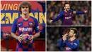 Kedatangan Antoine Griezmann dari Atletico Madrid membuat Lionel Messi tergeser dari pemain dengan release clause tertinggi di Barcelona. Berikut tujuh pemain Barcelona dengan nilai release clause tertinggi. (Kolase Foto dari AFP)
