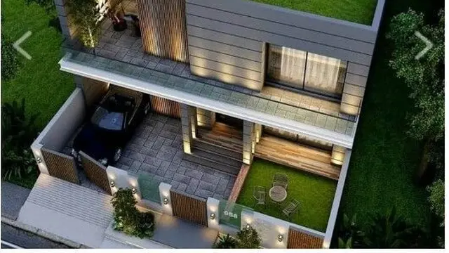 Rooftop dengan Rumput Sintetis yang Praktis