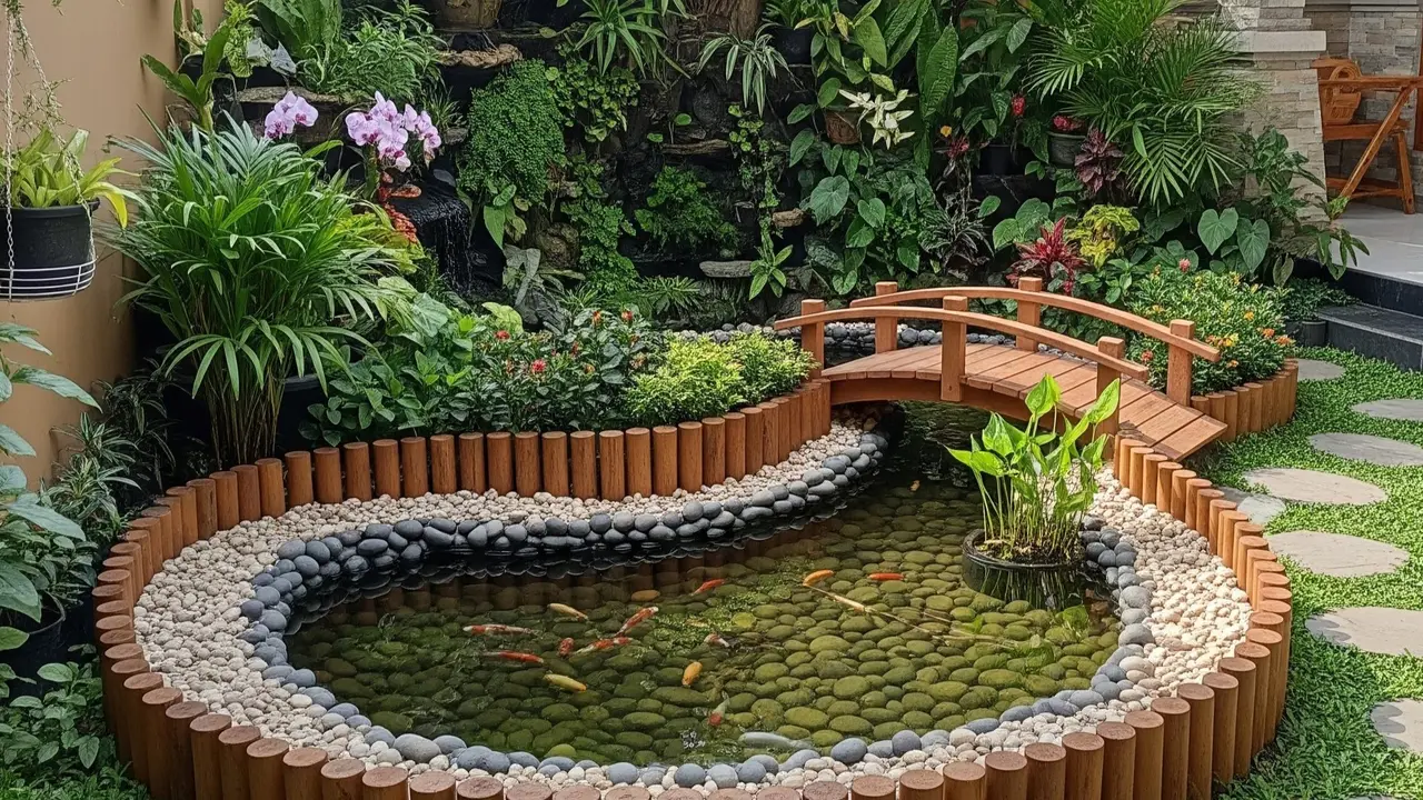 9 Ide Memadukan Kolam Ikan dan Taman Mungil agar Aman untuk Anak-anak