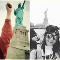 Rina Nose pelesir di kota New York. (Instagram @rinanose16)