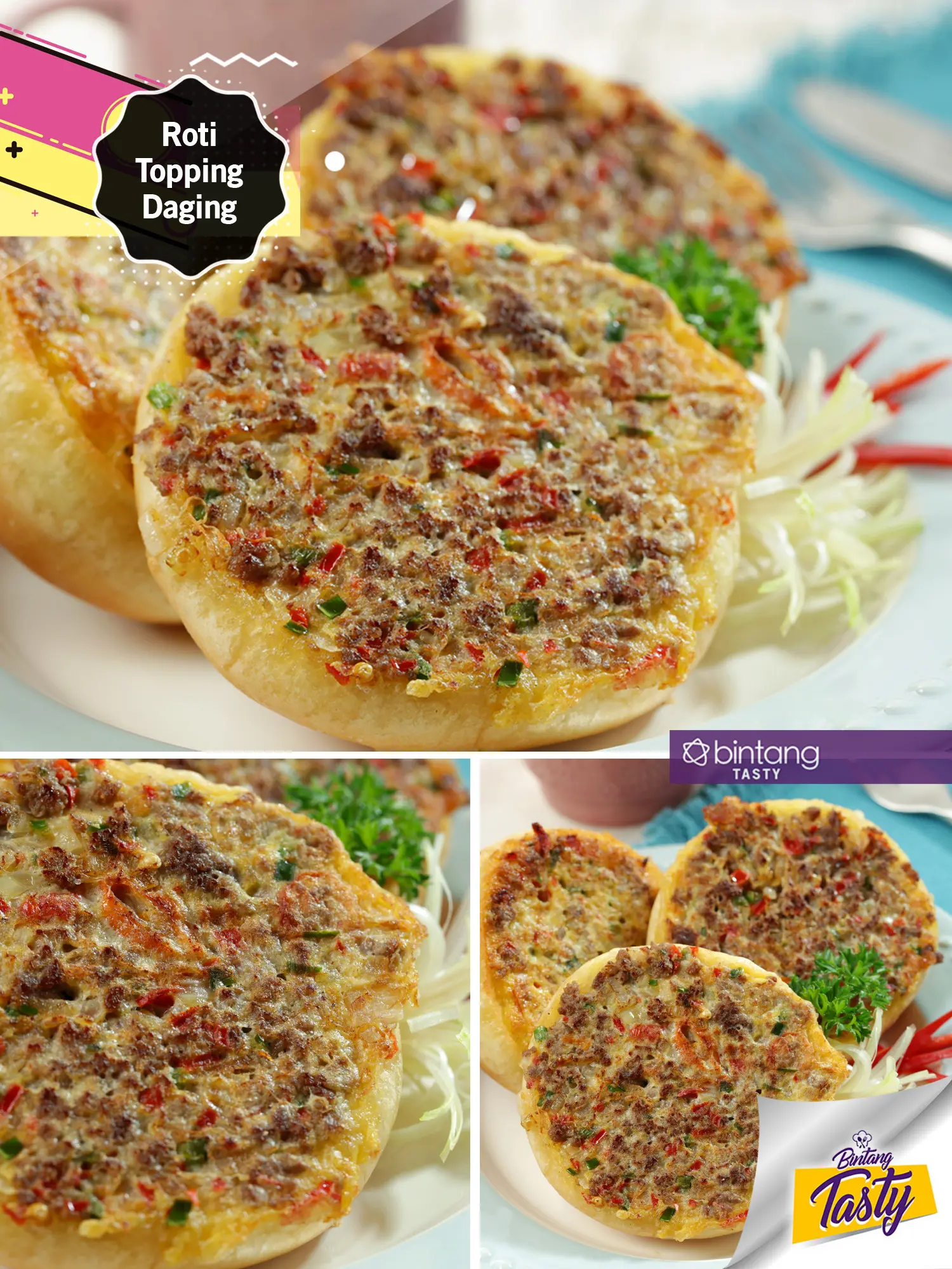 Roti Topping Daging. (Foto: Bintang.com/Daniel Kampua, Digital Imaging/M Iqbal Nurfajri, Chef: Arum Sari)