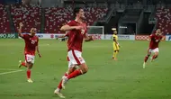 Menit ke-82, Indonesia kembali mencetak gol. Kali ini dimulai dari tendangan sudut Evan Dimas yang dituntaskan sundulan keras Elkan Baggott. (Dok. PSSI)