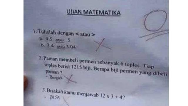 6 Jawaban Anak SD Ikuti Perintah Soal Ini Bikin Guru Elus Dada