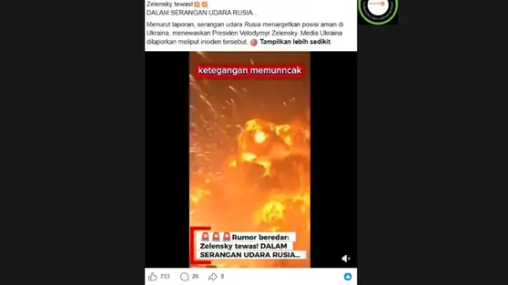 Cek Fakta: Tidak Benar Presiden Ukraina Volodymyr Zelenskyy Tewas dalam Serangan Rusia
