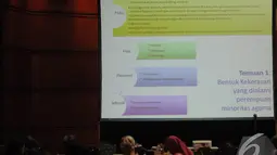 Sebuah slide ditayangkan dalam diskusi publik dalam peluncuran ‘Laporan Komnas Perempuan tentang Kekerasan dan Diskriminasi terhadap Perempuan', Jakarta, Senin (22/12/2014). (Liputan6.com/Herman Zakharia)