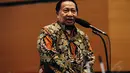 Mantan Menhub E.E Mangindaan saat memberikan sambutan dalam acara Sertijab Menteri Perhubungan, Jakarta, Kamis (30/10/2014). (Liputan6.com/Faizal Fanani)