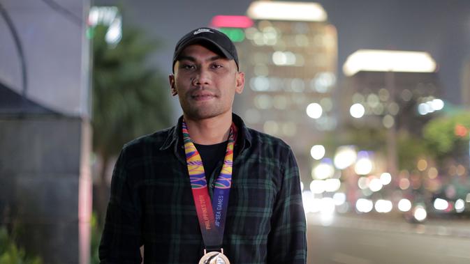 Usai merebut emas SEA Games 2019, Silvester Goldberg Manik berharap polo air Indonesia lebih berkembang lagi. (Marco Tampubolon/)