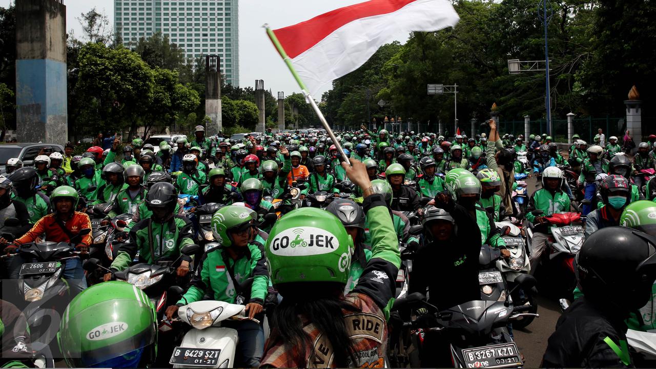 20161003-Demo Ojek Online, Gojek-Jakarta