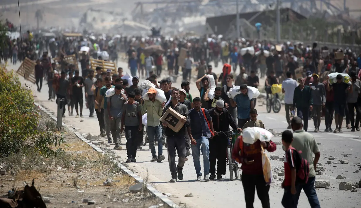 Dalam laporannya, Perserikatan Bangsa Bangsa menyebutkan bahwa seluruh penduduk Gaza atau sekitar 2,1 juta jiwa kini berada dalam kondisi rawan pangan. (Eyad BABA/AFP)