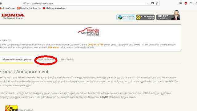 cara mengetahui mobil Honda kena recall atau tidak