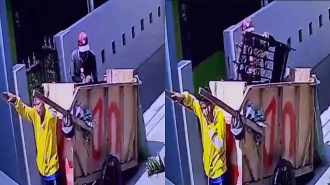 Viral, Aksi Tukang Rosok Maling Pintu Gerbang Rumah Ini Cepat Banget
