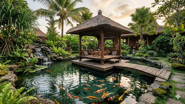 Inspirasi Gazebo Dekat Kolam Ikan yang Bikin Rileks Setiap Hari