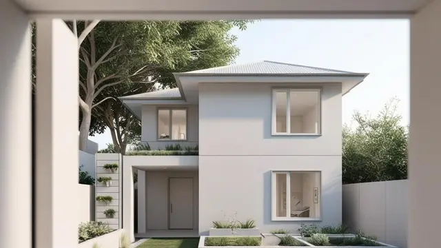 Desain Rumah Lantai 2 Minimalis dengan Taman Kecil di Depan