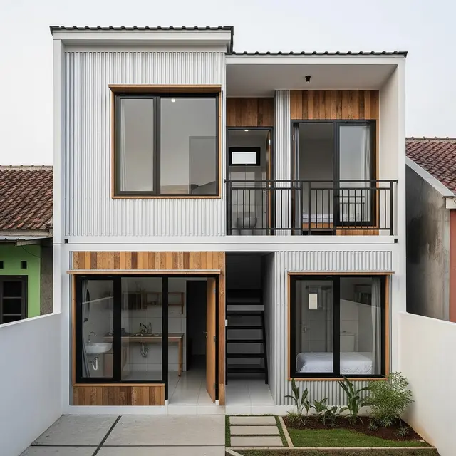 9 Inspirasi Rumah 2 Lantai di Lahan Terbatas 6x10 Meter Hemat Biaya, Hunian Modern