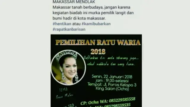 Heboh, Kontes Pemilihan Ratu Waria 2018 di Makassar