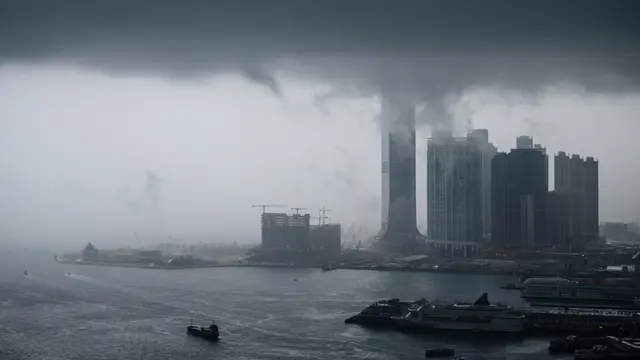 Penampakan Badai Awan Selimuti Langit Hong Kong