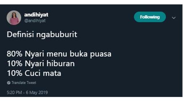 6 Definisi Ngabuburit ala Netizen yang Kocak Abis