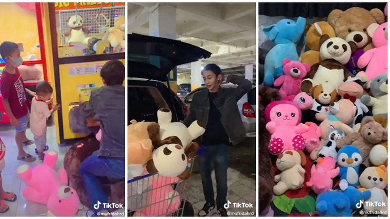 Dapat Banyak Boneka dengan Mudah dari Permainan Capit, Aksi Pria Ini Bikin Melongo