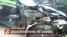 Ketiga kendaraan rusak parah akibat benturan keras yang disinyalir akibat sopir truk tidak dapat mengendalikan laju kendaraannya.