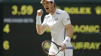 Ekspresi kegembiraan Andy Murray seusai memenangi gelar juara Wimbledon 2016, Minggu (10/7/2016). (Guardian)