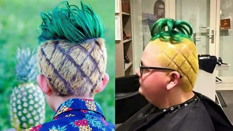 6 Potret Orang dengan Rambut Nanas Ini Gokil, Terinspirasi Rumah Spongebob