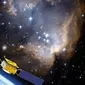 Ilustrasi satelit DAMPE yang melakukan misi pencarian dark matter (sumber: dpnc.unige.ch)