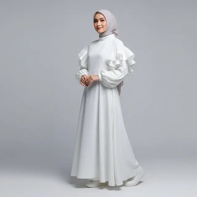 Gamis Rempel Lengan Balon