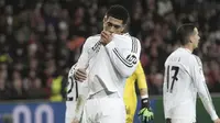 Jude Bellingham merayakan golnya bersama Real Madrid di Liga Champions 2024/2025 (c) AP Photo/Thibault Camus
