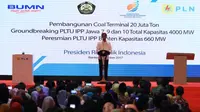 Presiden Joko Widodo (Jokowi) meresmikan pembangunan PLTU Jawa 7, 9 dan 10 dengan total kapasitas 4 ribu Mega Watt (MW), Kamis (5/10/2017). (Wicak/Liputan6.com)