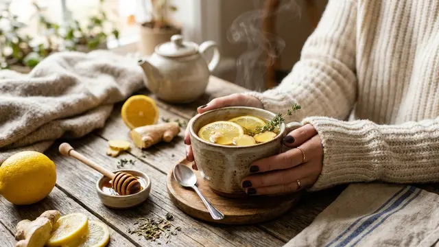 Lemon Hangat, Madu, dan Jahe (AI Generated)