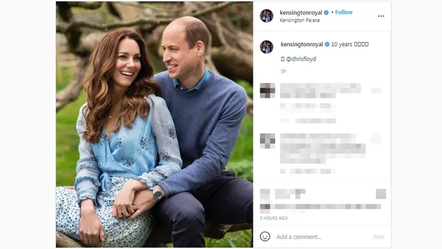 Potret Hangatnya Pelukan Pangeran William dan Kate Middleton di Ultah Pernikahan ke-10