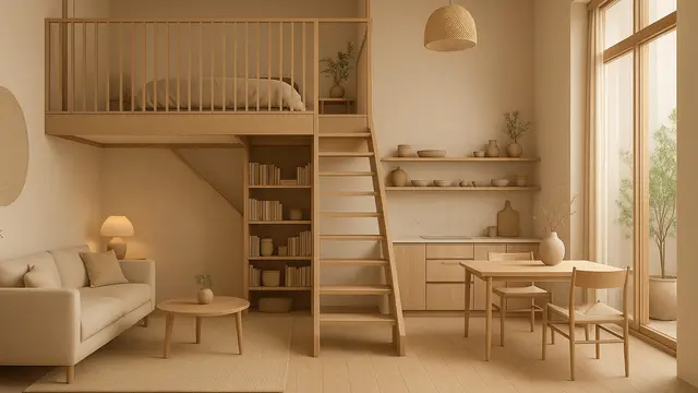 Model Rumah 7x10 Meter dengan Nuansa Japandi Earth Tone yang Cozy ala Pinterest/Ilustrasi gambar oleh AI